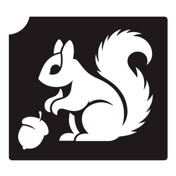 Art Factory | Glitter Tattoo Stencil - (154) Squirrel with Nut - 5 Pack - #149