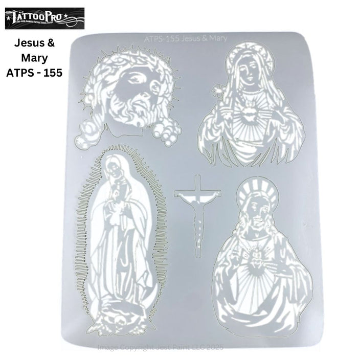 Tattoo Pro 155 | Air Brush Body Painting Stencil - Jesus and Mary