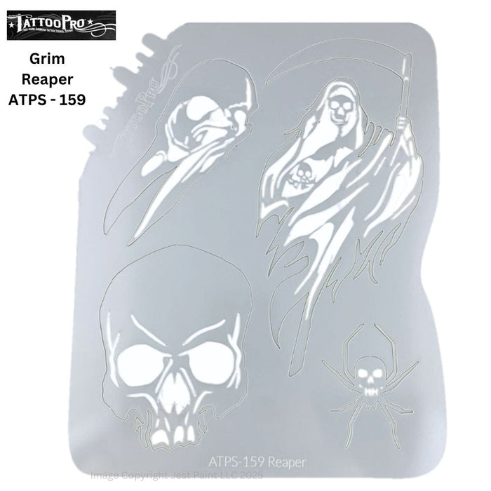 Tattoo Pro 159 | Air Brush Body Painting Stencil - Grim Reaper