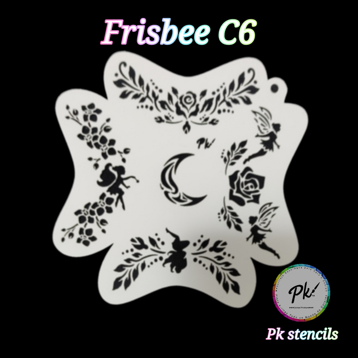 PK | FRISBEE Face Painting Stencil | NEW Mylar - Fairies and Flowers - C6