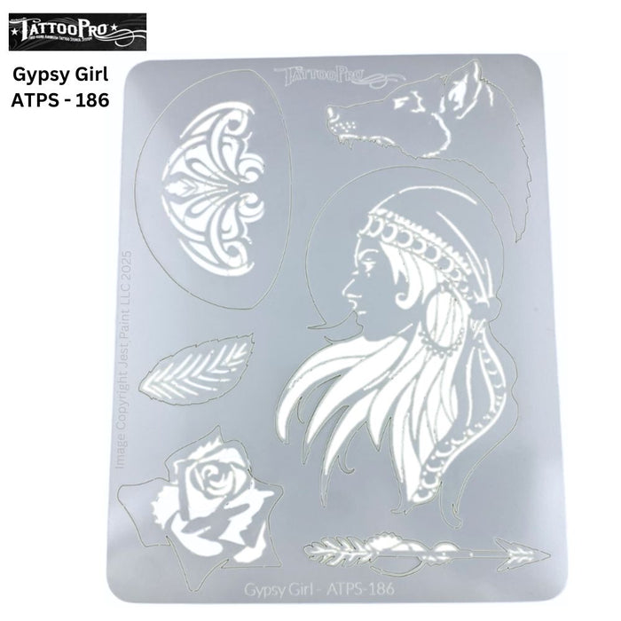 Tattoo Pro 186 | Air Brush Body Painting Stencil - Gypsy Girl