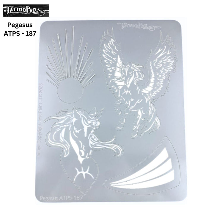 Tattoo Pro 187 | Air Brush Body Painting Stencil - Pegasus