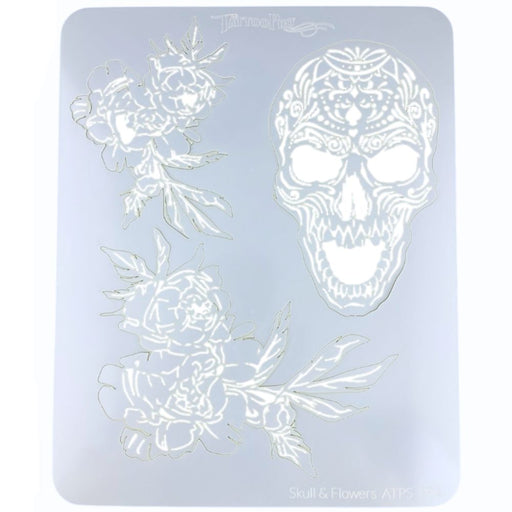 Tattoo Pro | Air Brush Body Painting Stencil - SKULL AND FLOWERS 194