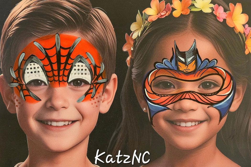 Fun Faces KatzNC | Face Painting Practice Board - Boy and Girl Front Facing  (BG1)