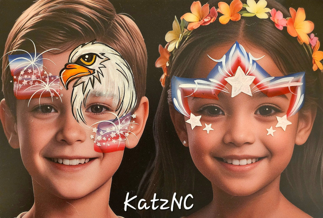 Fun Faces KatzNC | Face Painting Practice Board - Boy and Girl Front Facing  (BG1)