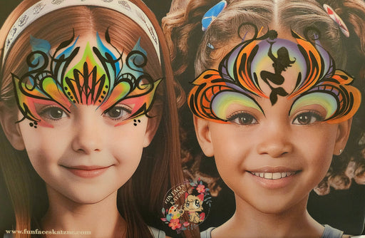 Fun Faces KatzNC | Face Painting Practice Board - 2 Girls Front Facing (GG1)