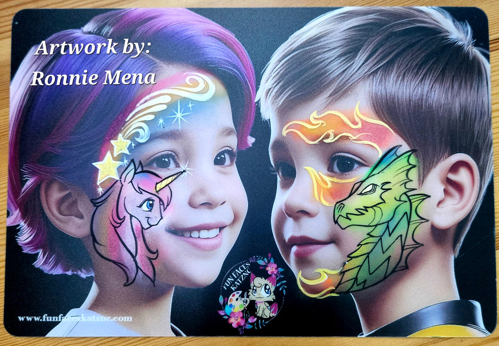 Fun Faces KatzNC | Face Painting Practice Board - Girl and Boy 3/4 Facing (Girl on the Left) (SVGB1)