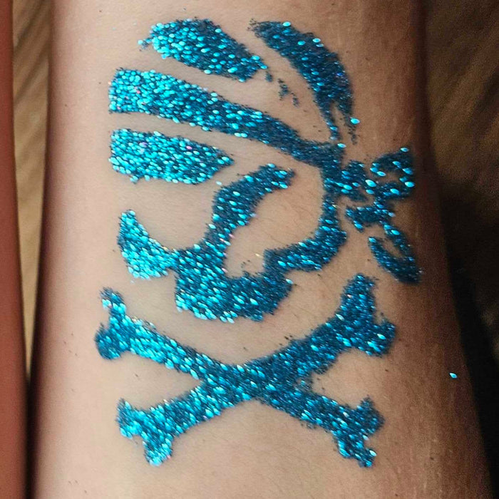 Art Factory | Glitter Tattoo Stencil - (513) Pirate Skull w/ Cross Bones - 5 Pack - #191