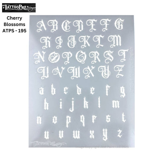 Tattoo Pro 205 - Body Painting Stencil - Old English Font