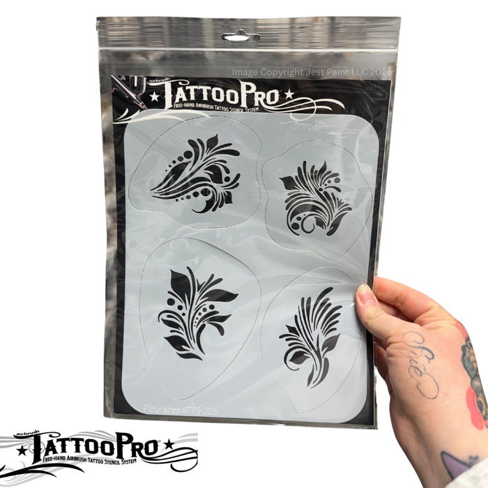 Tattoo Pro 205 - Body Painting Stencil - Flourishes