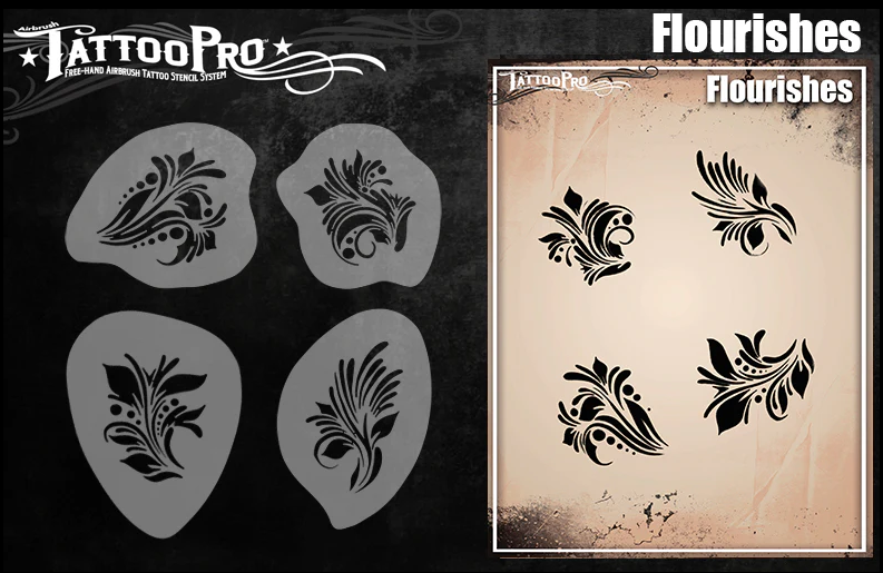 Tattoo Pro 205 - Body Painting Stencil - Flourishes