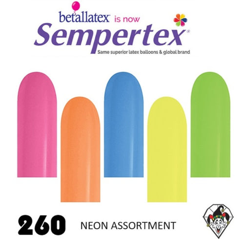 Sempertex Batallatex | Latex Twisting Balloons - 260S NEON Assortment - 100ct  (57050)