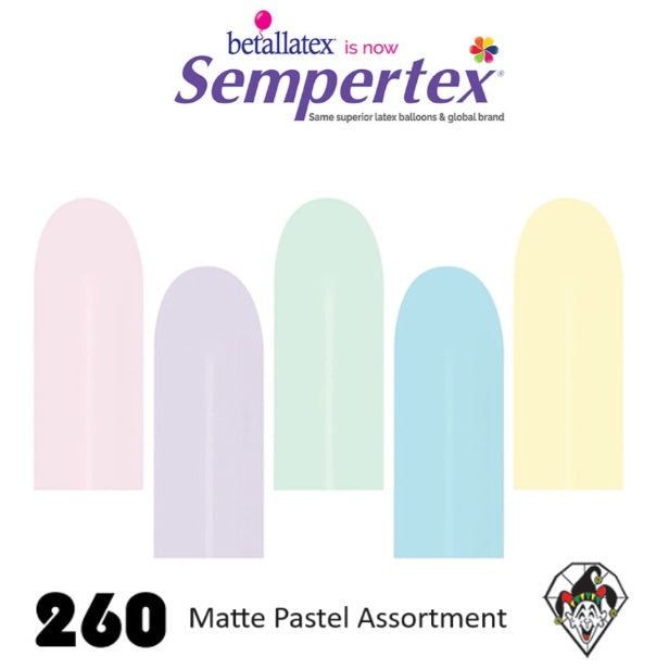 Sempertex Batallatex | Latex Twisting Balloons - 260S PASTEL Assortment - Nozzle Up 50ct Bag   (57279)