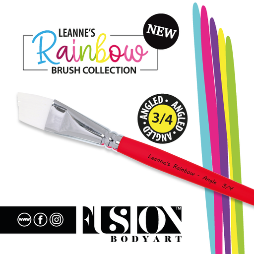 Leanne's Rainbow | Face Painting Brush with White Bristles - 3/4" Angle