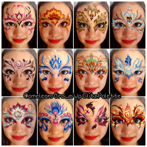 Cameleon Face Paint  | Split Cake Colorblock Palette - Grown Up Glitz 2 - 6 x 10gr