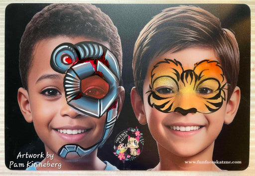 Fun Faces KatzNC | Face Painting Practice Board - 2 Boys Front Facing  (BB1)