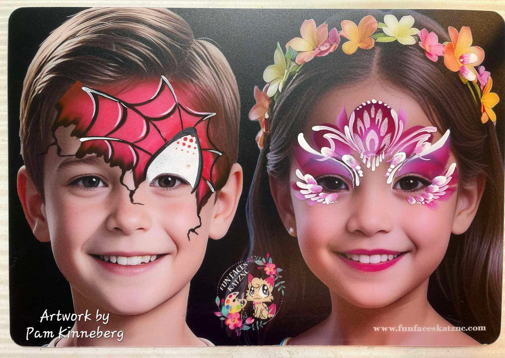 Fun Faces KatzNC | Face Painting Practice Board - Boy and Girl Front Facing  (BG1)