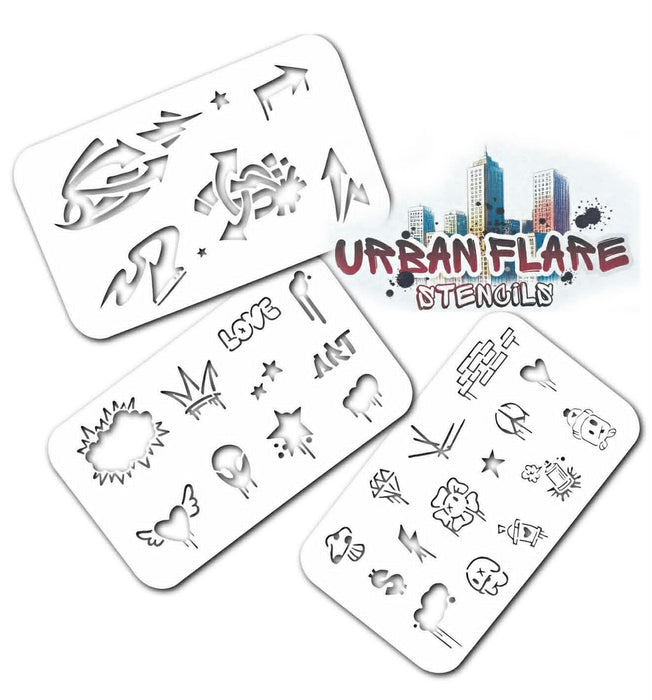 Urban Flare Stencils | Face Painting Stencils by Tamina Muhammad - ELEMENTS - 3 Piece Set