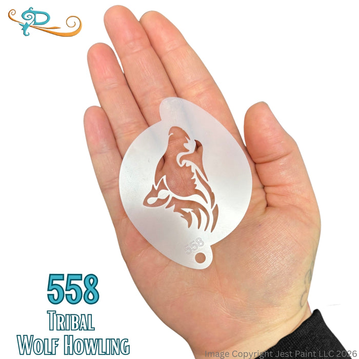Diva Stencils | Face Painting Stencil | Tribal Wolf Howling (558)