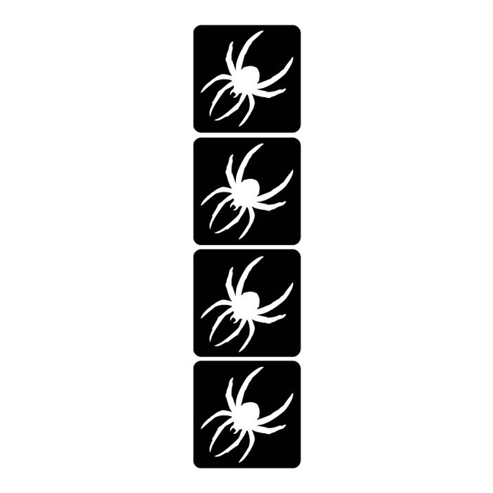 Art Factory | Glitter Tattoo Stencil - (61) Tiny Spiders Strip of 4 - 5 Pack - #80