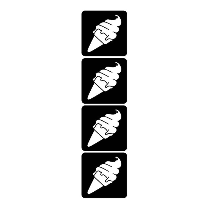 Art Factory | Glitter Tattoo Stencil - (65) Tiny Ice Creams Strip of 4 - 5 Pack - #90