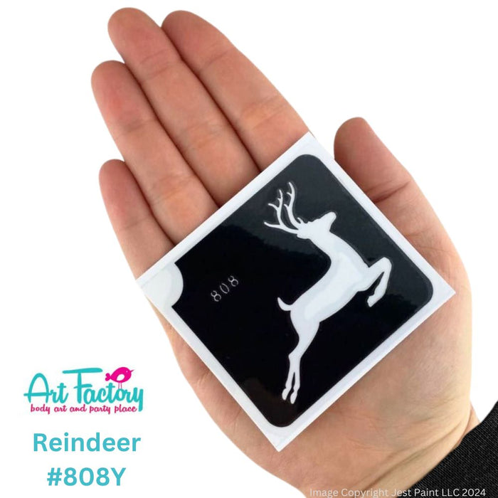 Art Factory | Glitter Tattoo Stencil - (808Y) Reindeer - 5 Pack - #39