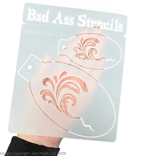 Bad Ass Copy Cat | Face Painting Stencil - Swirly Accent (9041)