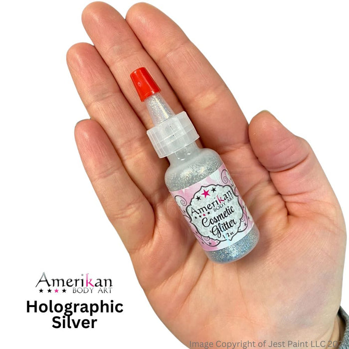 Amerikan Body Art | Face Paint Glitter Poof - Semi Sheer Holographic Silver (1/2oz)  #23