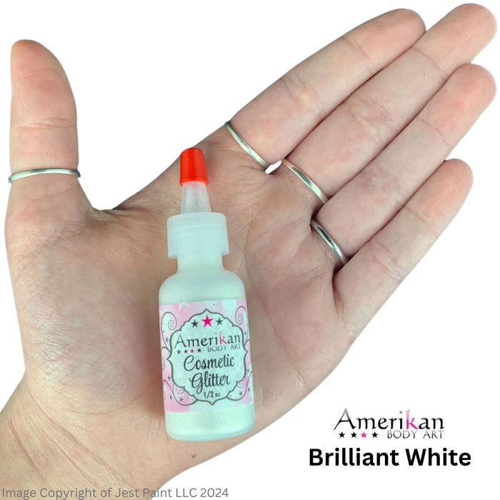 Amerikan Body Art | Face Paint Glitter Poof - Opaque (Not Glittery) Brilliant White (1/2oz) #29