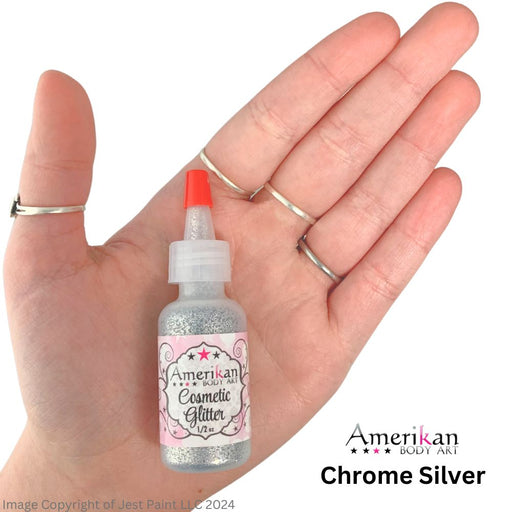Amerikan Body Art | Face Paint Glitter Poof - Opaque Chrome Silver (1/2oz)  #22