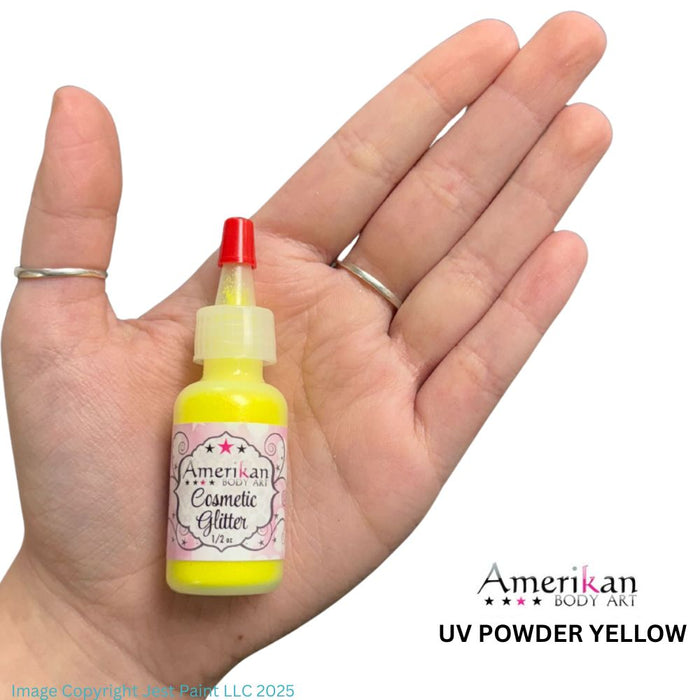 Amerikan Body Art | Face Paint Glitter Poof - Yellow UV Powder (1/2oz) #36