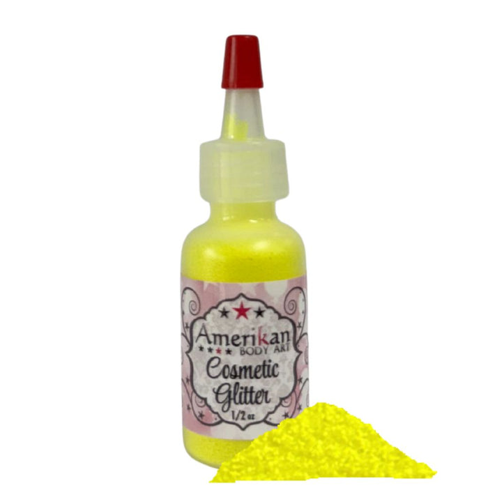 Amerikan Body Art | Face Paint Glitter Poof - Yellow UV Powder (1/2oz) #36