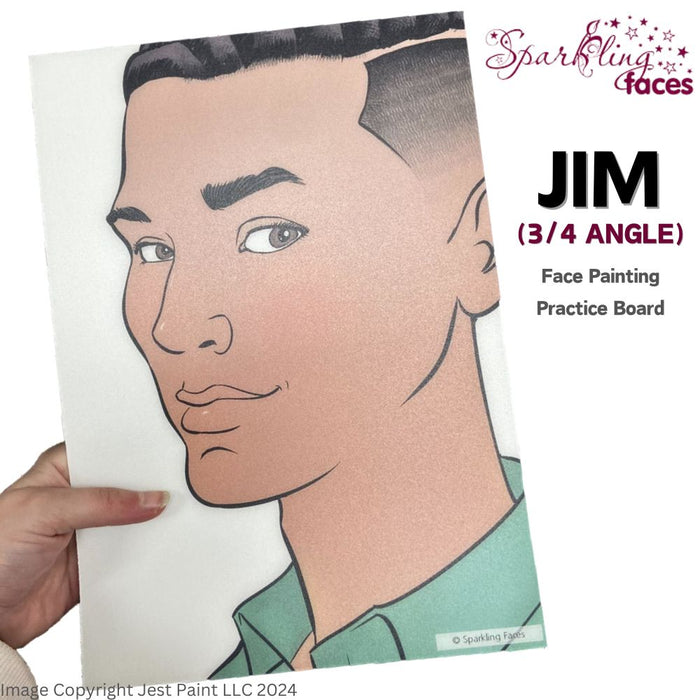 Sparkling Faces | Adult Face Painting Practice Board - NEW 3/4 Angle - Jim