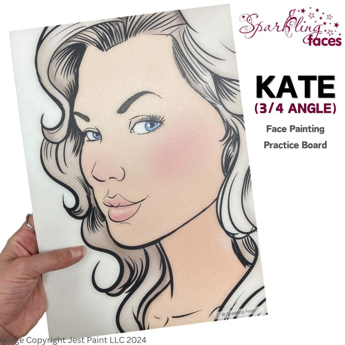 Sparkling Faces | Adult Face Painting Practice Board - NEW 3/4 Angle - Kate