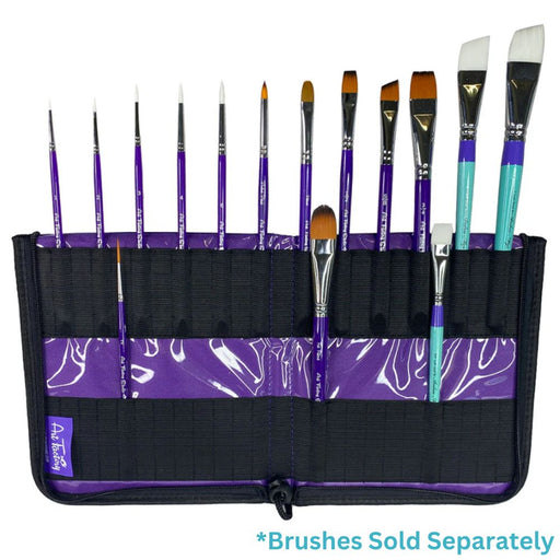 Art Factory | Double Row Brush Wallet with Zipper - PURPLE and BLACK - New Version