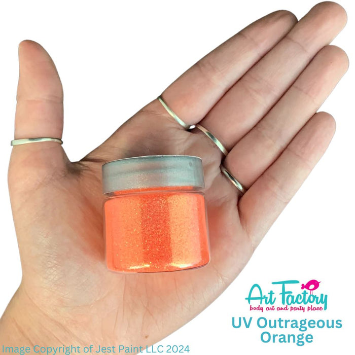 Art Factory | Rainbow Crystal Body Glitter - UV Outrageous Orange (1oz jar)