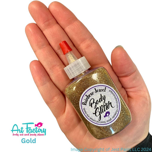 Art Factory | Rainbow Body Glitter Poof -  DISCONTINUED - Gold Jewel  (1.2oz Flat Bottle)