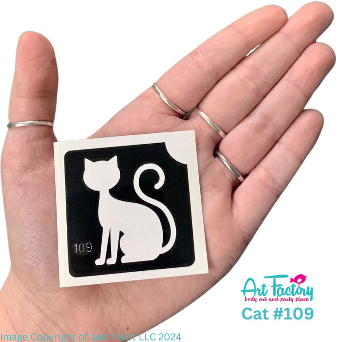 Art Factory | Glitter Tattoo Stencil - (109) Cat - 5 Pack - #52