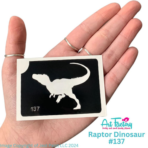Art Factory | Glitter Tattoo Stencil - (137) Raptor Dinosaur - 5 Pack - #180
