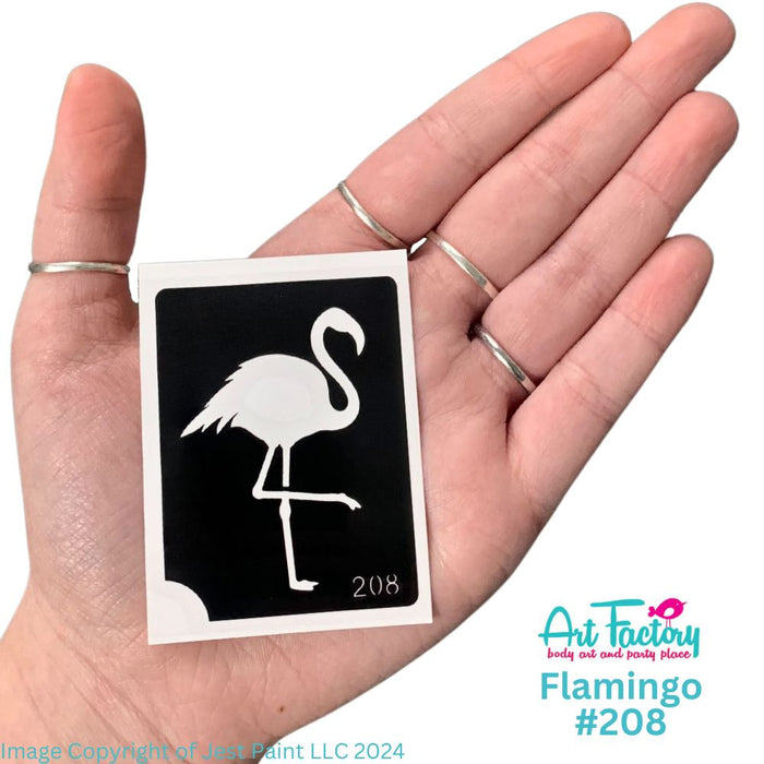 Art Factory | Glitter Tattoo Stencil - (208) Flamingo - 5 Pack - #187