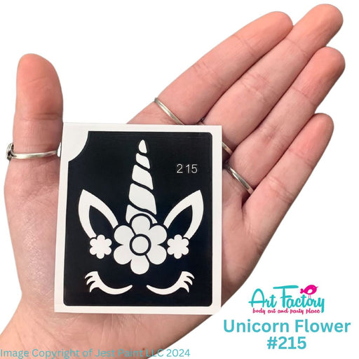 Art Factory - Glitter Tattoo Stencil - (215)  Unicorn Flower - 5 Pack   #109