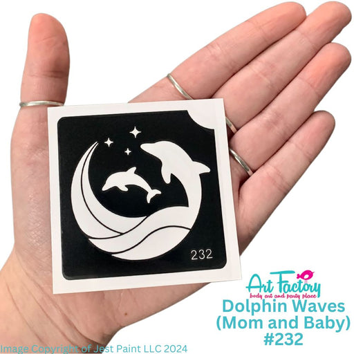 Art Factory | Glitter Tattoo Stencil - (232) Dolphin Waves (Mom and Baby) - 5 Pack - #40