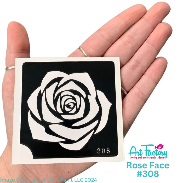 Art Factory | Glitter Tattoo Stencil - (308) Rose Face - 5 Pack -  #183