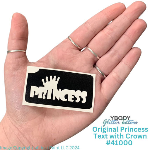 Glitter Tattoo Stencil - 41000 Original Princess Text with Crown - 5 Pack  #99
