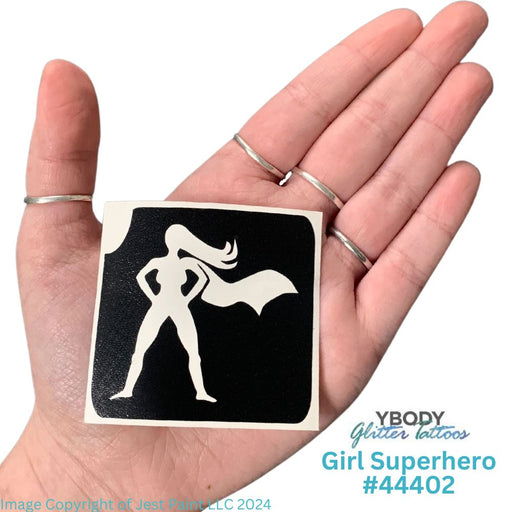 Glitter Tattoo Stencil - 44402 Girl Superhero - 5 Pack   #110