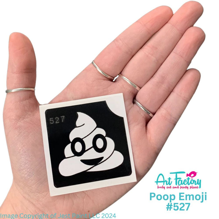 Art Factory | Glitter Tattoo Stencil - (527) Poop Emoji - 5 Pack - #91