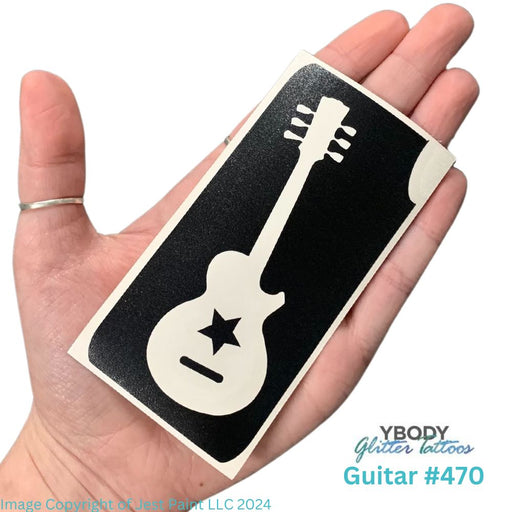 Glitter Tattoo Stencil - 74000 Guitar  - 5 Pack  #82