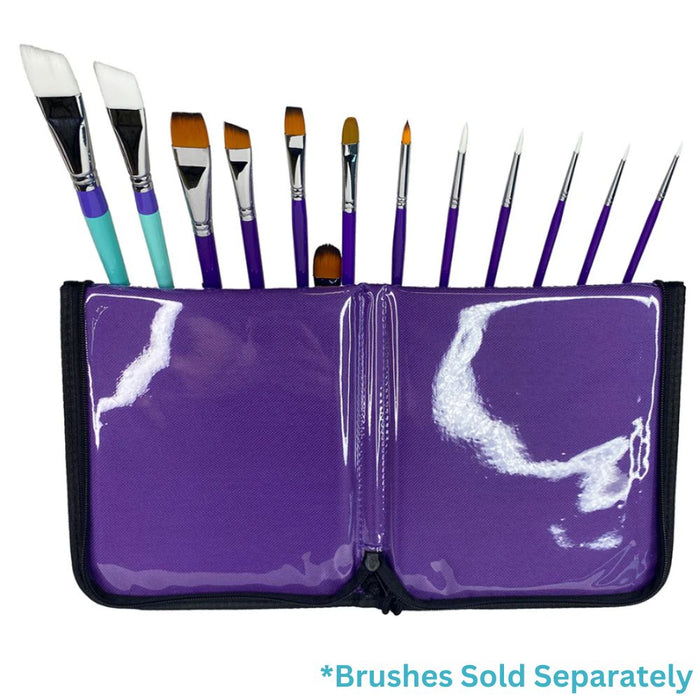 Art Factory | Double Row Brush Wallet with Zipper - PURPLE and BLACK - New Version