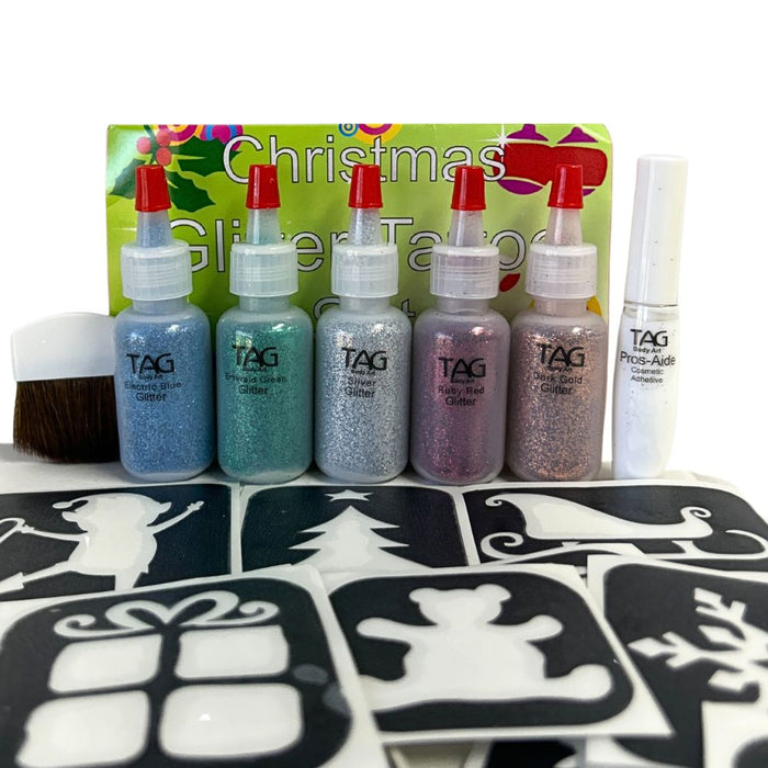 TAG BODY ART | CHRISTMAS ( Winter )  Glitter Tattoo Kit with 20 Stencils - Holiday Sale Price!