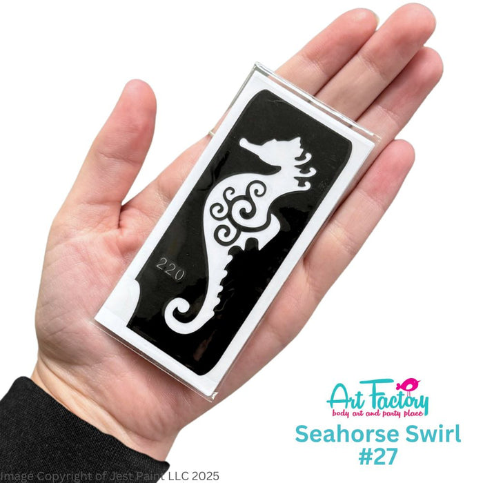 Art Factory | Glitter Tattoo Stencil - 220A Seahorse swirl #27